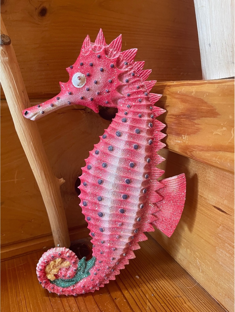 Pink glitter seahorse wall decor
